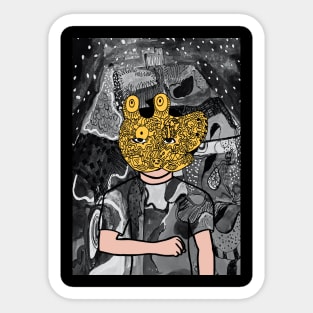 Blogger - Dark Male Character with Doodle Mask and Mystery Night Background Sticker